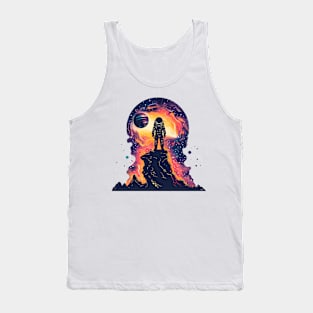 A silhouette of alone astronaut standing Tank Top